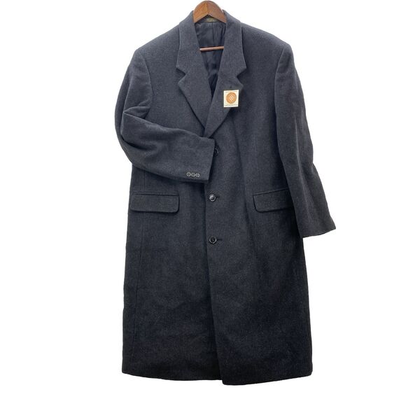 Career Collection Cashmere Blend Overcoat Men 44R Black Preppy American Academia